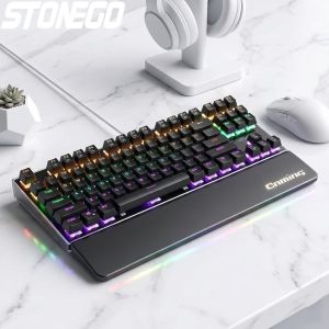 Wired Mechanical Gaming Keyboard 26 Keys Anti Ghosting RGB LED Backlit USB for Gamers with Colorful Illuminated Keyboard