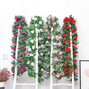 1pc 250CM Artificial Rose Vine Home Decoration Living Room Ceiling Wedding Wrapping Wall Hanging Silk Artificial Rose Vine Han