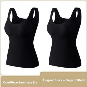 miiow | Womens Fleece Lined Integrated Tank Top Vest Warm Strapless Bra With Chest Pad Thickened Autumn Winter Seamless Underwear