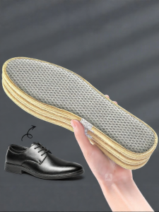 FUYOU | Anti-Odor Bamboo Charcoal Sweat Absorption Herbaceous Fragrance Refreshing Breathable Insoles for Leather Shoes