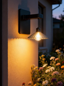 DingDian LED Outdoor Solar Wall Hanging Light Waterproof Warm White Decorative Lamp for Garden Patio Balcony