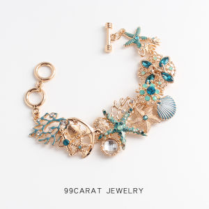 Samini 99 Carat Shell Hand bracelet for Women Fashionable Marine Life Design Alloy Silver Gold Plated Fashion Accessory