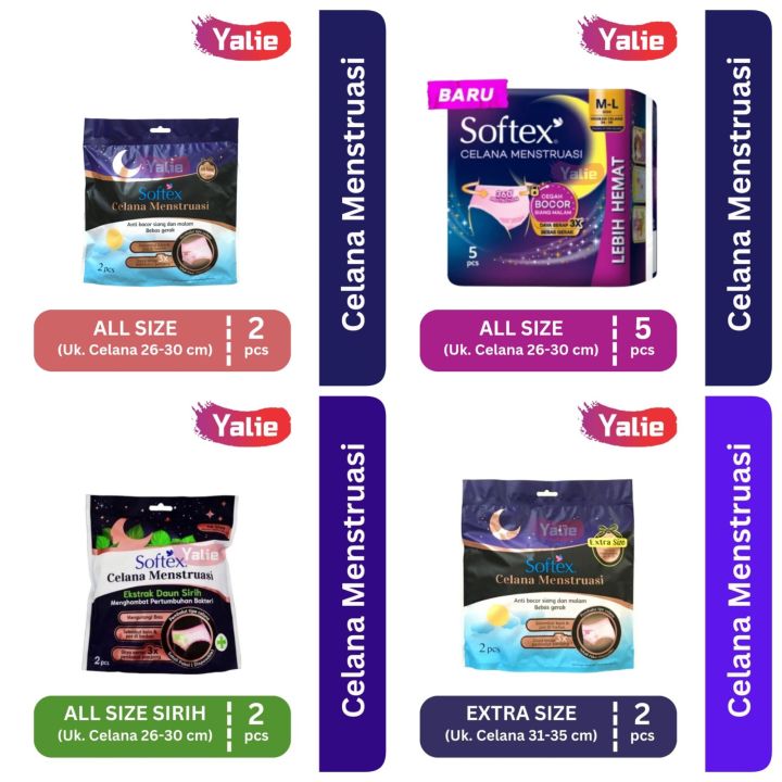 L/XL/Sirih Softex Celana Menstruasi 2 pcs | 5 pcs All Size/Extra Size/Daun Sirih Pembalut Malam Panjang Mens Haid Tampon Period