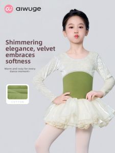 aiwuge | Đầm Nhảy Ballet Cho Bé Gái Tay Dài Với Thiết Kế Velvet