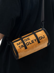 Trendy round Cylinder Single Shoulder Bag Leather Paper Design Crossbody Bag Commuter Mobile Phone Bag Soft Handle Bucket Shape