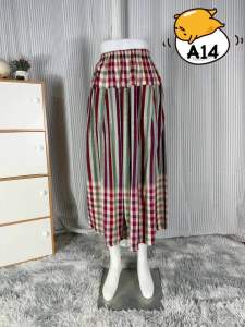 กระโปรงจีบรอบผ้าขาวม้าหมักโคลน