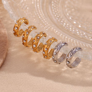 Mini C-shaped Diamond Smooth Ear Clip Gold Color Clip On Earring Silver Color 316L Stainless Steel Earrings for Women