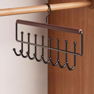 Multifunctional Hat Storage Artifact Wooden Hanger with Hooks Underwear Vest Storage Hanger Underwear Rack Balcony Clothes Rack