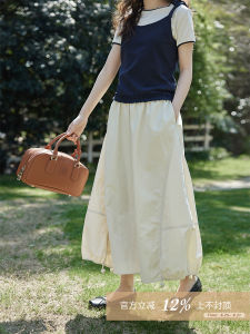 Elegant Unique Summer Half-length High-waist Skirt for Women Stylish Chic Midi Skirt Womens Fashionable Beautiful Khaki Skirt