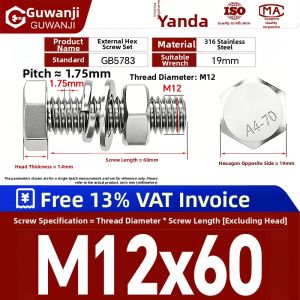 GUWANJI | Stainless Steel Hex Bolts Nuts and Washer Combination