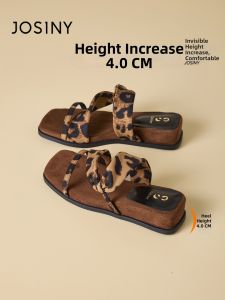 Josiny | Peep Toe Wedge Sandals Slippers Women Leopard Print French Style