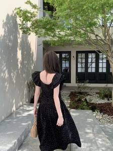 NIHAOKANONG | Đầm Dài Túi Nơ Tay Voan Xòe