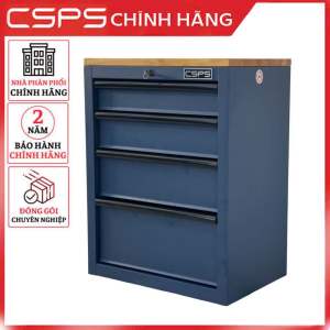 Tủ dụng cụ CSPS 61cm - 04 hộc kéo màu xanh kèm mặt ván gỗ