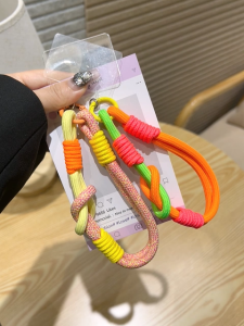 INS Hot New Korean Mobile Phone Cute Knot Portable Anti-loss Hand Bracelet Chain For iPhone 15 14 Pro Max Samsung Flip 4 Cell Twist Rope Anti-loss Pendant Fashion Strong Wrist Short Straps Band Phone Accessories Anti-lost Chain Keychain
