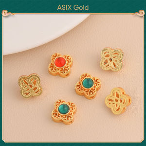 ASIX GOLD Fade Proof Gold Plated DIY Spacer Bead Clover Charm Cloud Lucky Charm Handmade Bracelet Necklace Accessory Fashion Durable Jewelry Gift