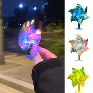 Colorful Wind Powered Handlebar Windmill - Rotating Self-Adhesive Motorcycle Car Bicycle Helmet Decoration Toy