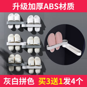 Bathroom Slipper Rack Wall Mounted No Drilling Shoe Storage Organizer Foldable Drain Wall Mounted Shelf Slipper Storage Holder