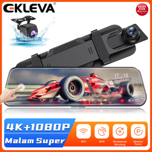 EKLEVA 10 Inch 4K Mirror Dash Cam for Cars with Full Touch Screen Waterproof Backup Camera Rear View Mirror Camera Enhanced Night Vision Parking Assistance