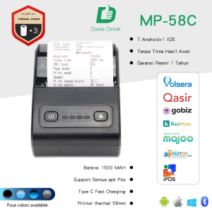 Free 3 rolls thermal printer mini Printer mobile printer bluetooth Portable mp 58c printer mesin print struk cetak resi printer murah siap pakai Android/ios support moka alamat - printer kasir