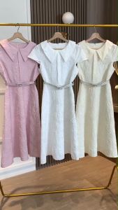 D11859 Brielle Textured Collar Dress With Belt