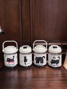 600ML Water Bottle with Handle Leather Sleeve Zarf Holder Plastic Cute Cat Straw Botol Air Comel Kucing 皮套双饮吸管塑料水瓶