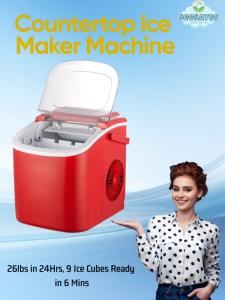 Pro Ice Maker Countertop 26lbs/24Hrs 9 Ice Cubes in 6 Mins Self-Cleaning Ultra Quiet <45dB Portable for Home Kitchen