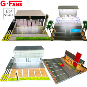 G Fans 1/64 Scale Car Garage Miniatures Model Car Parking Lot Diecast Scene Display Vehicle Scene Toy Background Collection