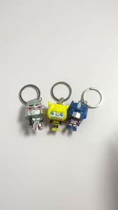 Funko | Big Head Robot Doll Keychain Mini 3D Vinyl Figure Key Ring Backpack Pendant Cartoon Mecha Character Ornament Collection Toy Gift
