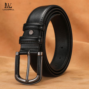 LouisWill เข็มขัดหนังวัวเข็มขัดหนังผู้ชายเข็มขัดเข็มขัดหนังชั้นสองเข็มขัดเอวเรียบง่ายปรับความยาวได้120ซม. สำหรับผู้ชายพร้อมเข็มขัดกางเกงยีนส์วินเทจหัวเข็มขัดคลาสสิก