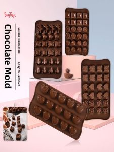 Handmade Silicone Chocolate Heart Mold Candy Making Ice Cream Cake Baking Tools Sugar Art Mold Pure Color Chinese Style