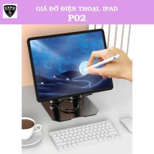 Giá Đỡ Chân Xoay 360 Độ P02 Hợp Kim Nhôm Cho Máy Tính Bảng iPad Điện Thoại.