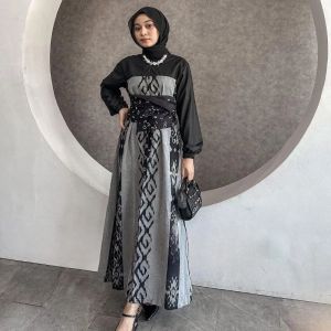 SEYSHA DRESS GREY TENUN - COUPLE BAJU TENUN