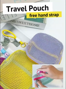 Yoibeauty - Travel Pouch Kosmetik Mesh Transparan Tas Make Up Travel Bahan Jaring Serbaguna Dompet Koin Tempat Kabel Charger