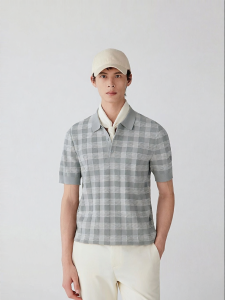 ICICLE | Mens Fine Cotton Polo Neck Jacquard Sweater