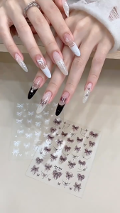 Ren Nơ Hình Miếng Dán Móng Tay Lập Thể Giảm Decal Tăng Cường Dính Móng Tay Nghệ Thuật Salon DIY Nail Art