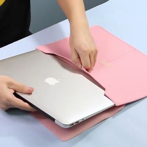 3 in 1 penutup laptop tahan air bernapas ultra-tipis ultra-tipis kasing kulit PU penutup bagian dalam laptop penutup pelindung laptop kasing komputer bernapas cocok dengan penutup laptop 13/14/15 inci tas Macbook