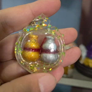 Mặt Dây Chuyền Trái Tim Làm Ăn May Máy Trong có Hồ Lô Vàng Bạc Kính Thước 4 cm