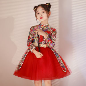 Girl Chinese Fad Chinese Style Cheongsam Dress 2024 New Arrival Kids Fashion Week Trendy Clothes Costume Princess Dress Spring