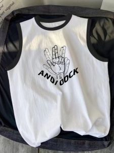 Áo Thun Không Tay Cotton Nguyên Chất Mùa Hè Cho Nam Áo Thun Bóng Rổ Rộng Rãi Màu Tương Phản Phong Cách Đường Phố Thường Ngày