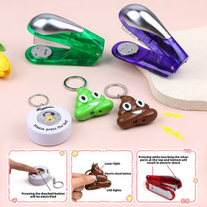 SUSU 1PCS Electric Shock Prank Toy Stapler Doorbell Poo Keychain Funny Joke Gadget For Party April Fools Creative Pranks Toys