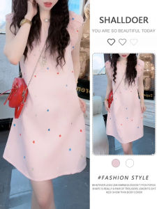 Shalldoer | Elegant Slimming Mid-Length Dress Casual Summer New Design Pink Short Skirt Womens Fashionable Cleanfit High Waist A-Line Dress