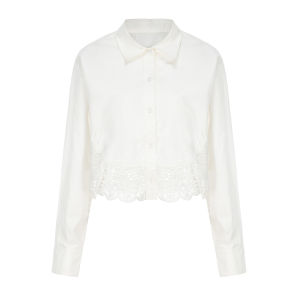 XIAOLI | White Water Soluble Lace Embroidered Short Shirt