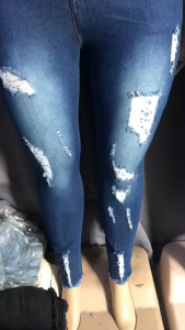 Tattered Denim Pants High Waist Skinny Jeans Ripped For Woman