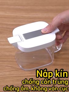 Hộp gia vị đóng mở tự động hũ gia vị đồ dùng nhà bếp có nắp đậy N091
