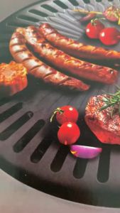 GRILL PAN BBQ Alat Pemanggang Anti Lengket Bulat Wajan Teflon Besi BBQ Korea All You Can Eat