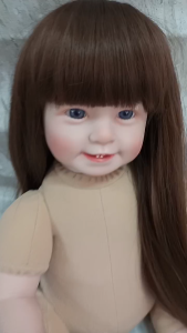 Búp Bê Tái Sinh Mắt Tít 4 Răng Tóc Dài NPK 55 cm 22 inch Vynil Reborn Baby Doll PVN7706