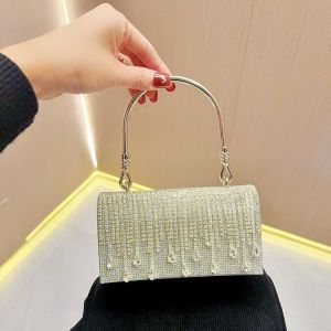 Retro Diamond Embedded Handbag Tassel Evening Bag Womens Crossbody Dinner Bag Elegant Small Bag Stylish Clutch Purse