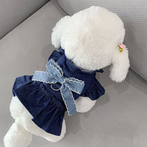 Adorable Dog Dress for Autumn with Leash Ring Cute Butterfly Knot Outfit Two-Legged Clothes New 2025 Pet Fashion PETa Brand