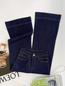 High Waist Wide Leg Denim Blue Anti-Fading Womens Micro Flared Jeans Loose Fit Long Pants Cotton Stretch Denim Fabric