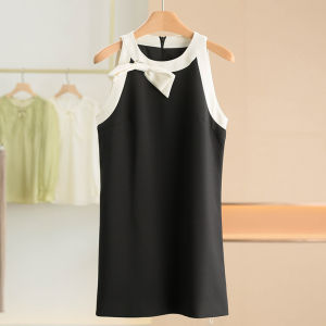 Váy Vest Không Tay Màu Khối Phong Cách Hàn Quốc Mùa Hè Mới Váy Nữ Thương Hiệu 182 Váy Midi Cổ Tròn Không Tay